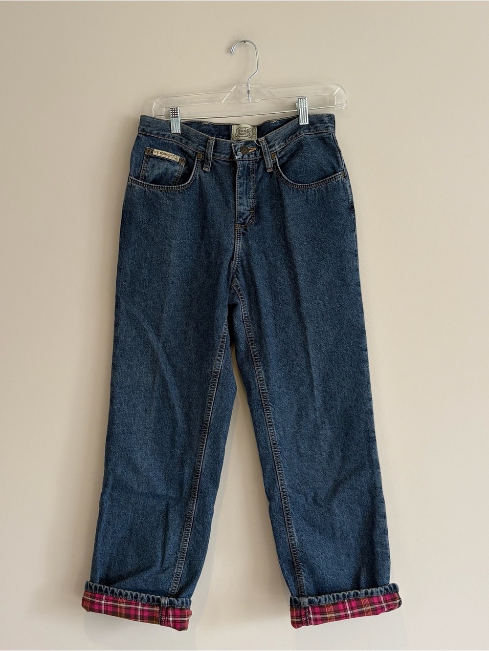 Schmidt Workwear Straight Leg Women's Jeans with Red Plaid Lining Size